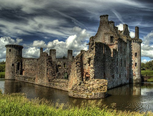 Photo:  Caerlaverock Castle is a triangular moated castle dating back to the 13th century located south of Dumfries in the south west of Scotland, UK